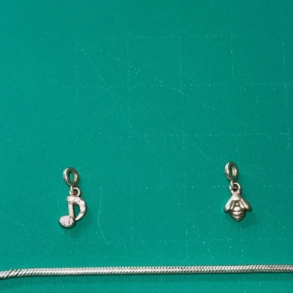 Size 8” Pandora Silver Charm Bracelet with Colorful Charms - Picture 4 of 7